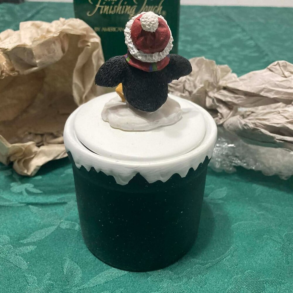 NIB Vintage Penguin Candle Holder and Candle With Lid by American Greetings - Picture 2 of 10
